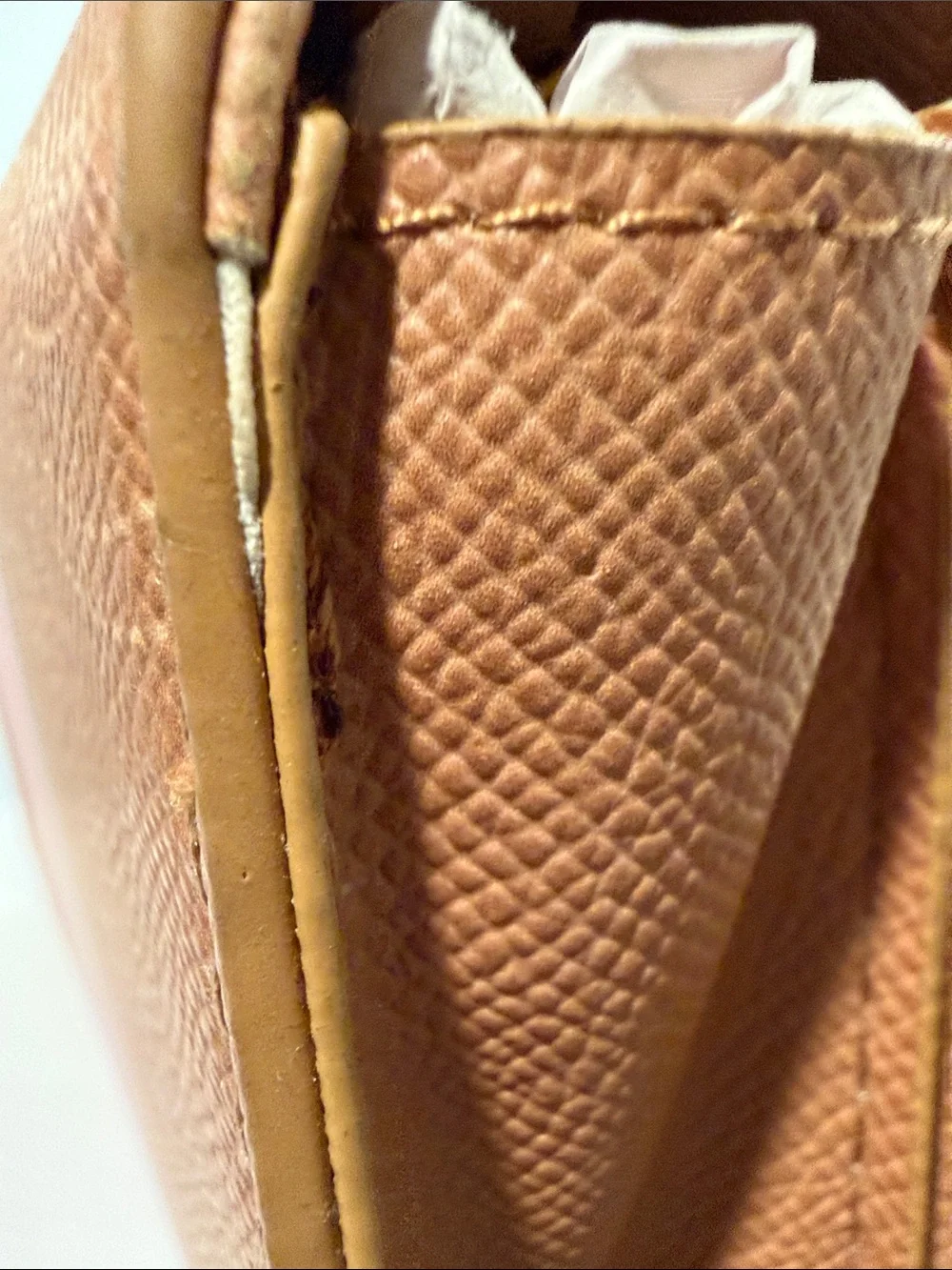 bebe Tan and Pink Logo Fold-Over Wallet
